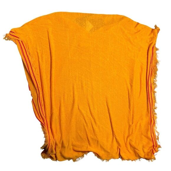 Zara Kaftan XS Orange Linen Blend Knit Oversized Lagenlook Cover Up Boho Poncho - Picture 10 of 11